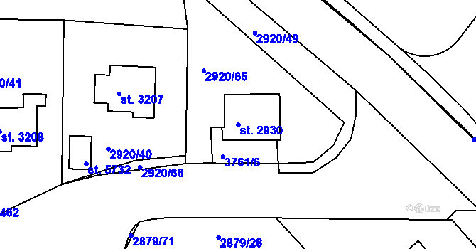 Parcela st. 2930 v KÚ Rakovník, Katastrální mapa