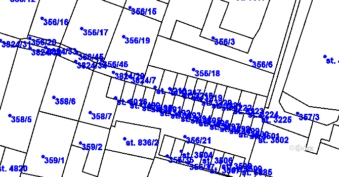 Parcela st. 3217 v KÚ Rakovník, Katastrální mapa