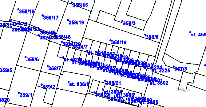 Parcela st. 3218 v KÚ Rakovník, Katastrální mapa