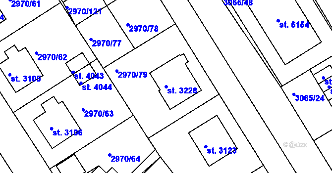 Parcela st. 3228 v KÚ Rakovník, Katastrální mapa