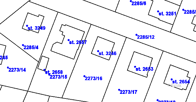 Parcela st. 3246 v KÚ Rakovník, Katastrální mapa