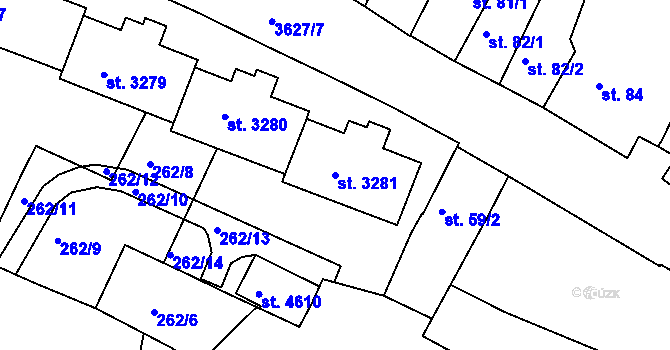 Parcela st. 3281 v KÚ Rakovník, Katastrální mapa