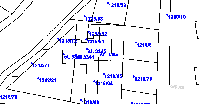 Parcela st. 3346 v KÚ Rakovník, Katastrální mapa