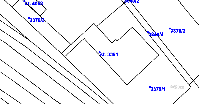 Parcela st. 3361 v KÚ Rakovník, Katastrální mapa