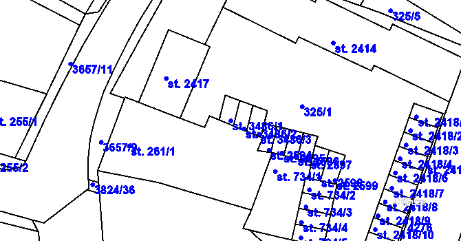 Parcela st. 3486/1 v KÚ Rakovník, Katastrální mapa