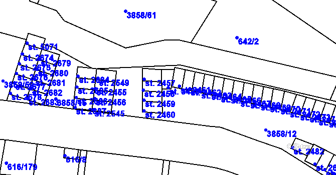 Parcela st. 3488 v KÚ Rakovník, Katastrální mapa