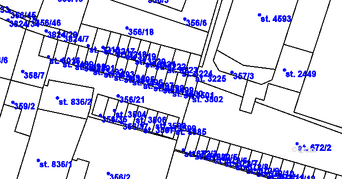 Parcela st. 3500 v KÚ Rakovník, Katastrální mapa