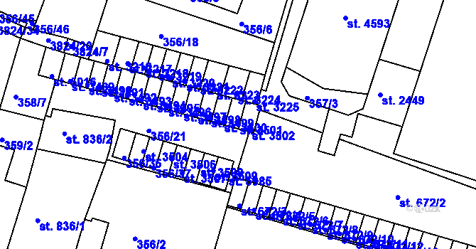 Parcela st. 3501 v KÚ Rakovník, Katastrální mapa