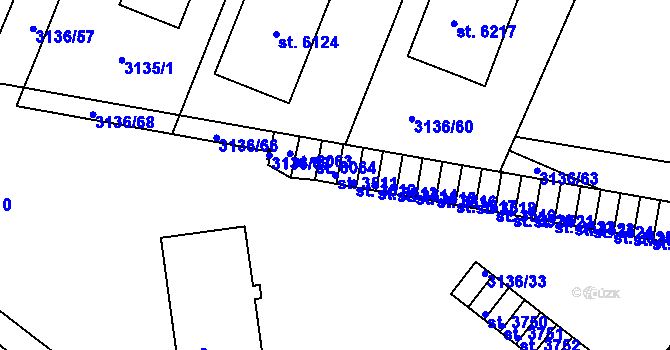 Parcela st. 3511 v KÚ Rakovník, Katastrální mapa