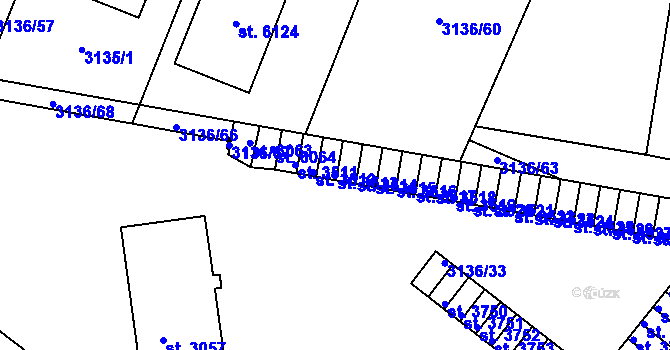 Parcela st. 3513 v KÚ Rakovník, Katastrální mapa