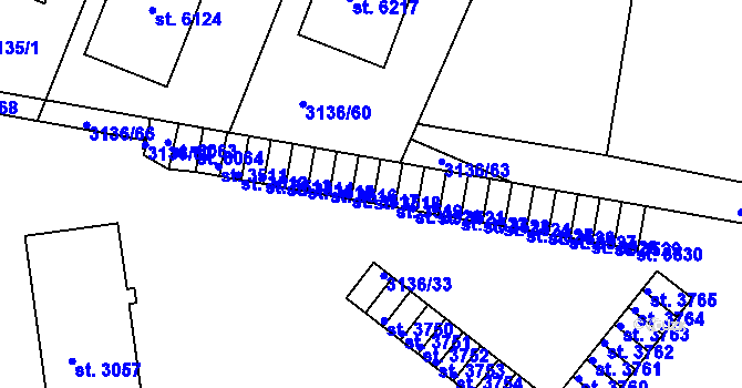 Parcela st. 3518 v KÚ Rakovník, Katastrální mapa