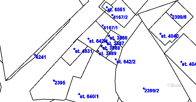 Parcela st. 3589 v KÚ Rakovník, Katastrální mapa