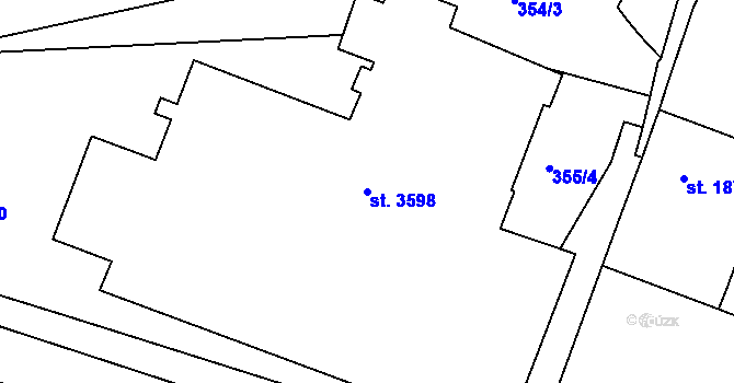 Parcela st. 3598 v KÚ Rakovník, Katastrální mapa
