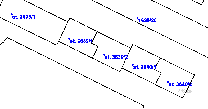 Parcela st. 3639/2 v KÚ Rakovník, Katastrální mapa
