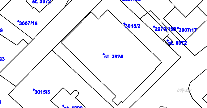 Parcela st. 3924 v KÚ Rakovník, Katastrální mapa