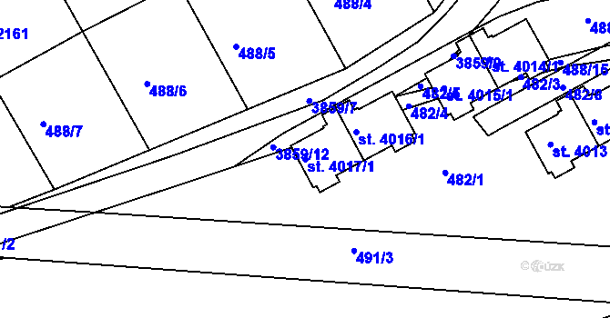 Parcela st. 4017/1 v KÚ Rakovník, Katastrální mapa