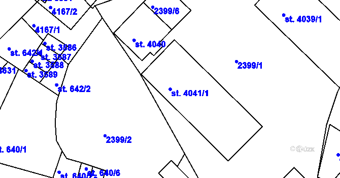 Parcela st. 4041/1 v KÚ Rakovník, Katastrální mapa