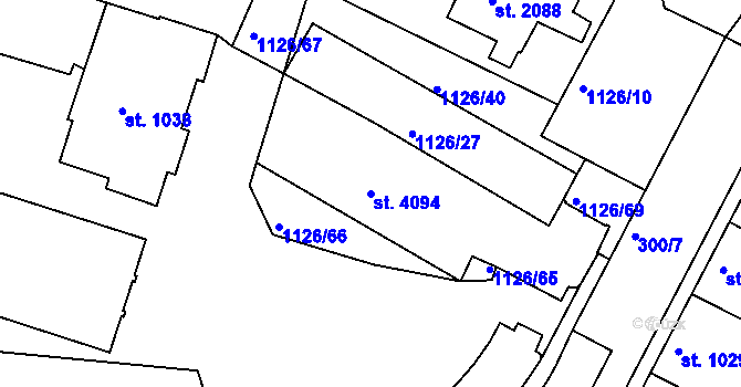 Parcela st. 4094 v KÚ Rakovník, Katastrální mapa