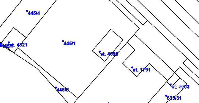 Parcela st. 4096 v KÚ Rakovník, Katastrální mapa