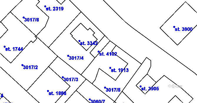 Parcela st. 4102 v KÚ Rakovník, Katastrální mapa