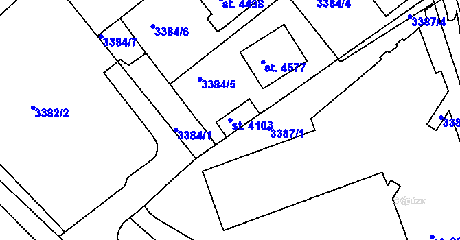 Parcela st. 4103 v KÚ Rakovník, Katastrální mapa