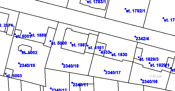 Parcela st. 4161 v KÚ Rakovník, Katastrální mapa
