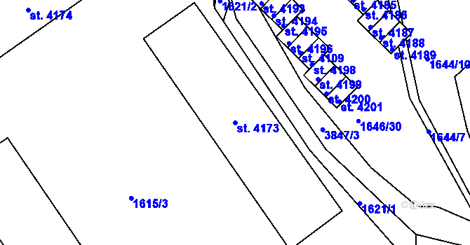 Parcela st. 4173 v KÚ Rakovník, Katastrální mapa