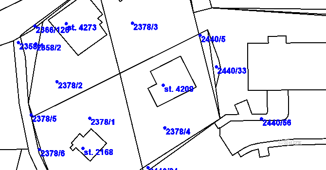 Parcela st. 4209 v KÚ Rakovník, Katastrální mapa