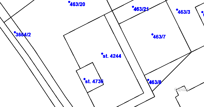 Parcela st. 4244 v KÚ Rakovník, Katastrální mapa