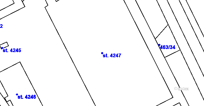 Parcela st. 4247 v KÚ Rakovník, Katastrální mapa