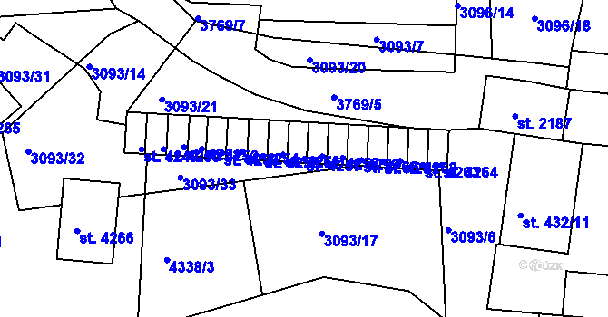 Parcela st. 4257 v KÚ Rakovník, Katastrální mapa