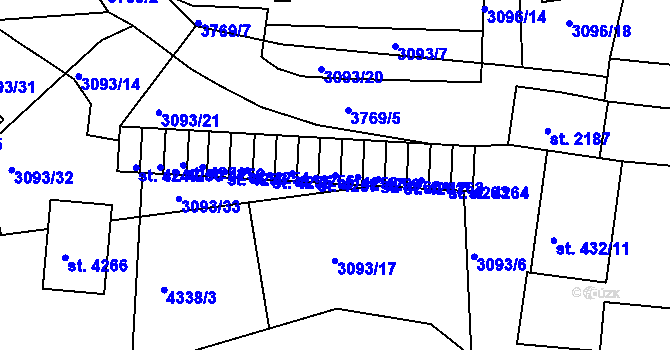 Parcela st. 4258 v KÚ Rakovník, Katastrální mapa
