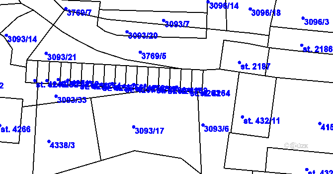 Parcela st. 4261 v KÚ Rakovník, Katastrální mapa