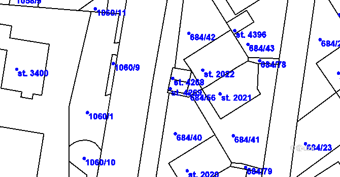 Parcela st. 4269 v KÚ Rakovník, Katastrální mapa