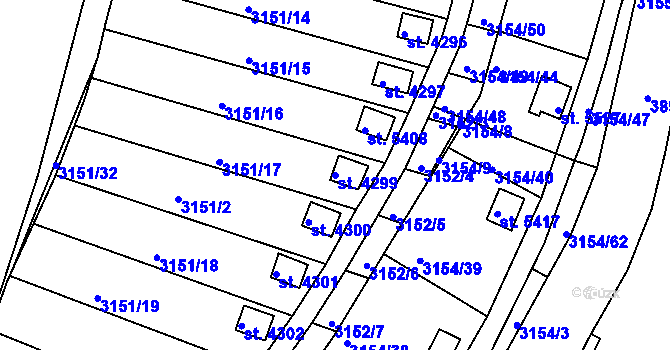 Parcela st. 4299 v KÚ Rakovník, Katastrální mapa