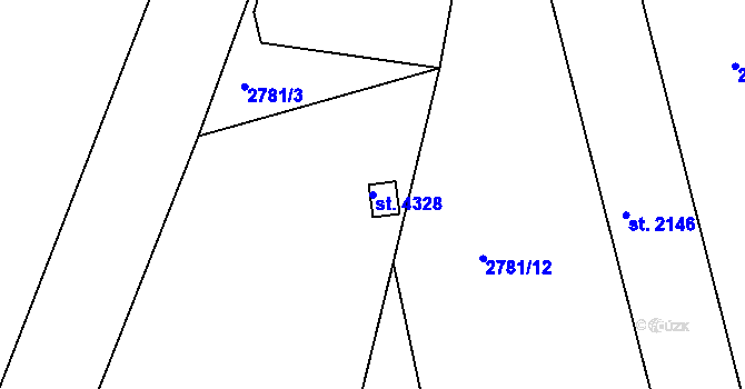 Parcela st. 4328 v KÚ Rakovník, Katastrální mapa