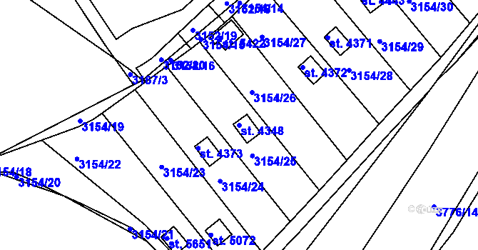 Parcela st. 4348 v KÚ Rakovník, Katastrální mapa