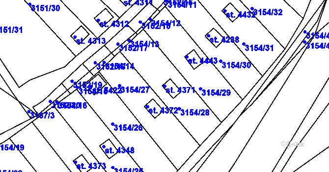 Parcela st. 4371 v KÚ Rakovník, Katastrální mapa
