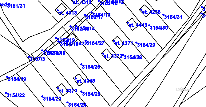 Parcela st. 4372 v KÚ Rakovník, Katastrální mapa