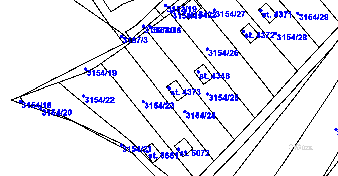 Parcela st. 4373 v KÚ Rakovník, Katastrální mapa