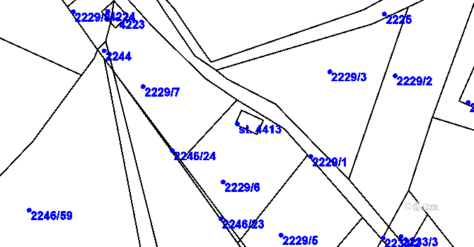 Parcela st. 4413 v KÚ Rakovník, Katastrální mapa