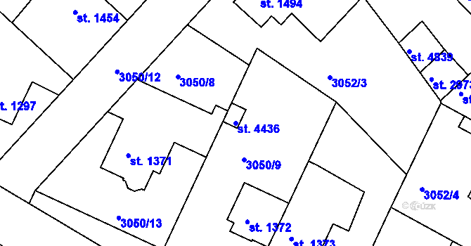 Parcela st. 4436 v KÚ Rakovník, Katastrální mapa