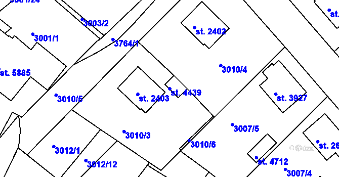 Parcela st. 4439 v KÚ Rakovník, Katastrální mapa