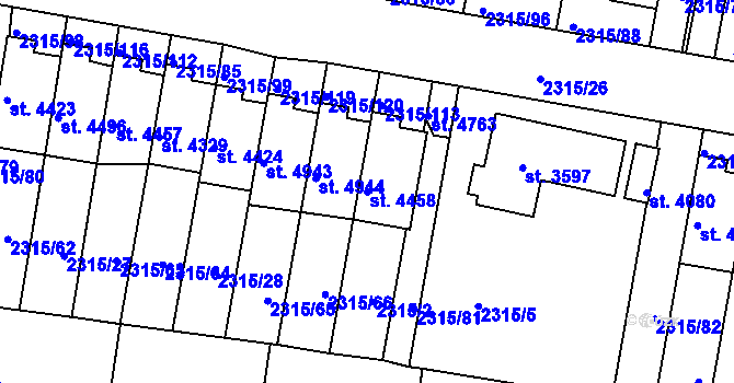 Parcela st. 4458 v KÚ Rakovník, Katastrální mapa