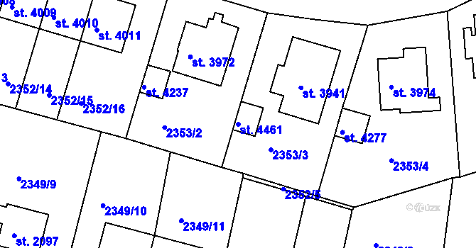 Parcela st. 4461 v KÚ Rakovník, Katastrální mapa