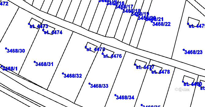 Parcela st. 4476 v KÚ Rakovník, Katastrální mapa