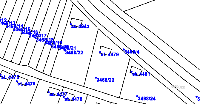 Parcela st. 4479 v KÚ Rakovník, Katastrální mapa