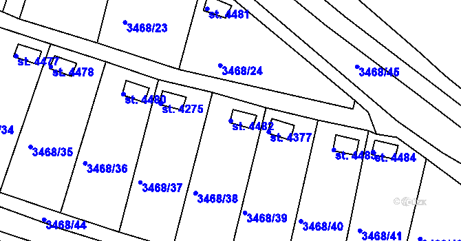 Parcela st. 4482 v KÚ Rakovník, Katastrální mapa