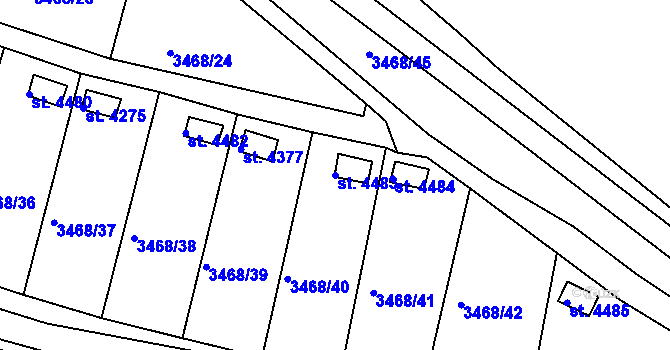 Parcela st. 4483 v KÚ Rakovník, Katastrální mapa