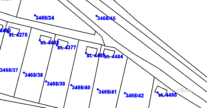 Parcela st. 4484 v KÚ Rakovník, Katastrální mapa